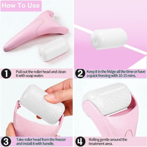 Ice Roller for Face, Face Roller-Cold Massage Stick for Cooling and Calming Puffiness Wrinkles Fine Lines - Skin Care Tools- Self Care Gifts for Women Men (Light Pink) - Thumbnail 6