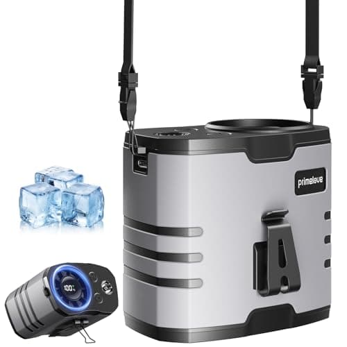 Primelove 10000mAh Portable Waist Rechargeable Fan, Clip on Belt Fan With 10 Speeds 16000PRM Strong Airflow, Hands-Free Hanging Neck Fan, Long-Lasting Cooling for Camping, Hiking, Outdoor,Jobsite,Grey - Image 1