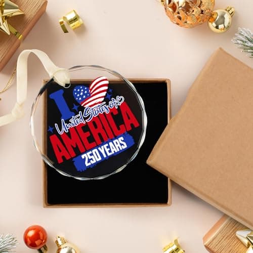 United States 250th Anniversary Ornament, Glass Patriotic Eagle Christmas Ornaments, 250th Anniversary Liberty Bell Decorations, Gift for US Citizens, Patriotic Collectors-Crystal Style3 - Thumbnail 2
