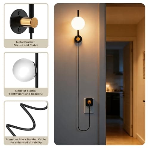 JandCase Night Lights Plug into Wall, 3000K Round Milky Night Light with 1.5M Braided Cord, 0-100 LM Adjustable Plug in Nightlight, Auto Light Sensor,Flexible Placement for Bedroom, Bathroom - Thumbnail 4