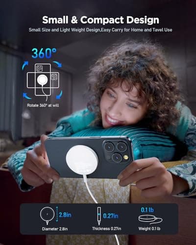 Magnetic Wireless Magsafe Charger iPhone: Charging Pad for iPhone 17/16/15/14/13/12 Series & AirPods Pro 4-2, Strong Magnet, Dual Ports, Case-Friendly, Lightweight for Travel Home Office Desk - Thumbnail 6