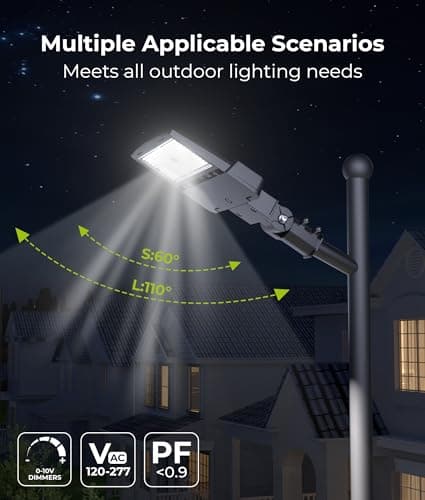 DeerTalk LED Parking Lot Light - LED Street Light 150W 0-10V Dimmable Dusk to Dawn Photocell Pole IP65 Waterproof Mounted Led Street Lights Outdoor for Parking Lot & Stadium - Thumbnail 2