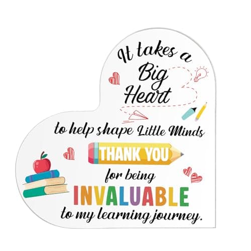 BESARME Teacher Appreciation Gifts, Acrylic Heart Sign 4x4 Inch - Thank You Teacher Gift for Women Men, End of Year Retirement Christmas Valentine Birthday Keepsake Desk Decor Office Paperweight - Image 1