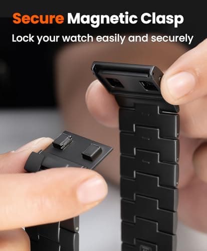 FiNESTONE Titanium Band for Apple Watch ULTRA & ULTRA 2 - Adjustable Apple Watch ULTRA Band 49mm - Magnetic Clasp and DLC Coating - Pure-Titanium, Lightweight, Black - Thumbnail 6