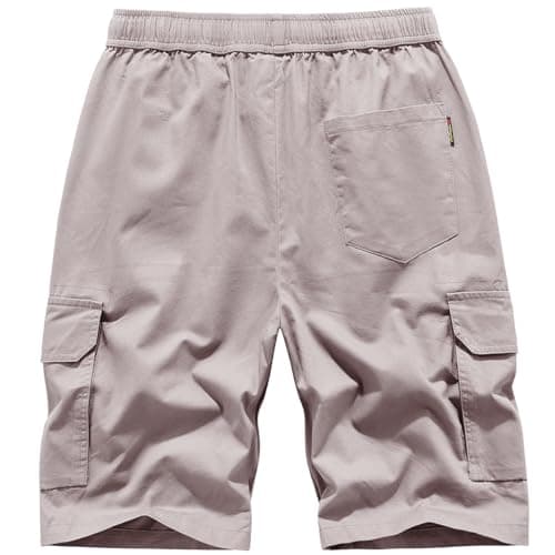 Msmsse Men's Hiking Cotton Cargo Shorts Summer Workout Casual Shorts with Multi Pockets LavenderBlush US 42 - Thumbnail 4