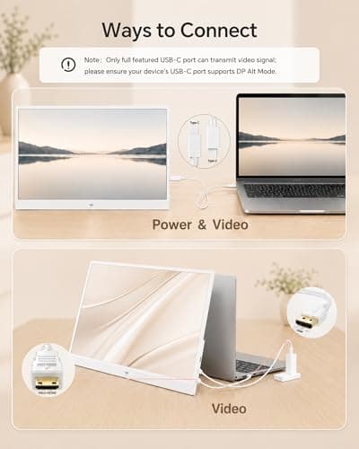 KTC Portable Monitor 15.6 Inch, FHD 1080P Travel Laptop Monitor Extender with USB-C HDMI, Ultra-Slim IPS HDR Display with Cover&Speakers, Second Screen for Laptop Computer Phone Xbox Mac Switch, H15F8 - Thumbnail 6