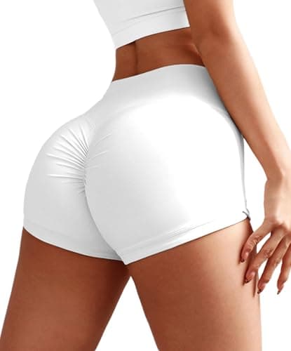 Bbao Dream Women's Tummy Control Workout Shorts High Waisted 3" - No Front Seam, Scrunch Butt Lifting, Moisture Wicking for Yoga, Gym White