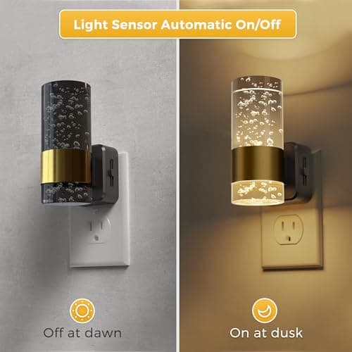 L LOHAS LED Night Lights Plug into Wall, 2 Pack Acrylic Night Light,Dimmable Nightlight with 0-100 LM Adjustable Brightness, 3000K Plug in Night Light with Dusk to Dawn Sensor, for Bathroom Hallway - Thumbnail 2