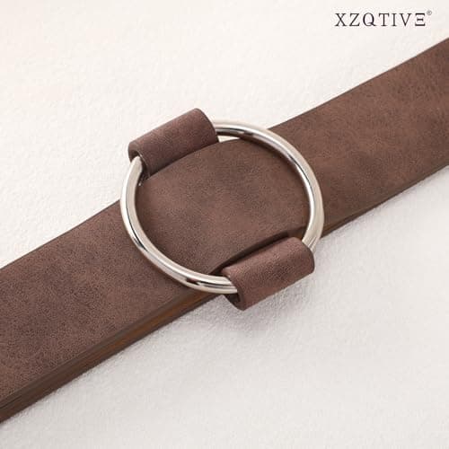 XZQTIVE Women Suede Belt Fashion Leather Belts With Silver Buckle Ladies Waist Belt For Jean Pant - Thumbnail 3