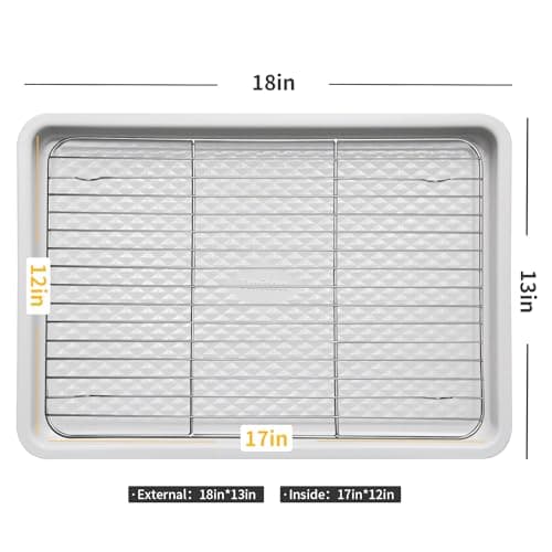 Ymiton Nonstick Ceramic Baking Sheet With Rack, 2-Pack Half Sheet Pan, Non-Toxic, PTFE & PFOA Free, Warp-Free, Oven Safe 550°F, Dishwasher Safe, Aluminized Steel, Gray Yellow - Thumbnail 2