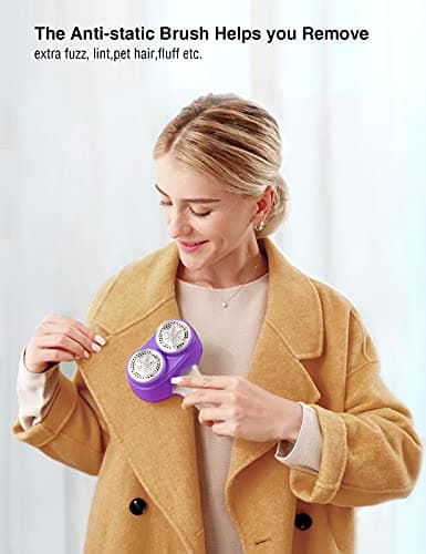 VASSON Fabric Shaver, Electric Lint Remover, Rechargeable Lint Shaver, Sweater Shavers to Remove Pilling, Large Fuzz Remover for Clothes Couch Furniture (Purple) - Thumbnail 6