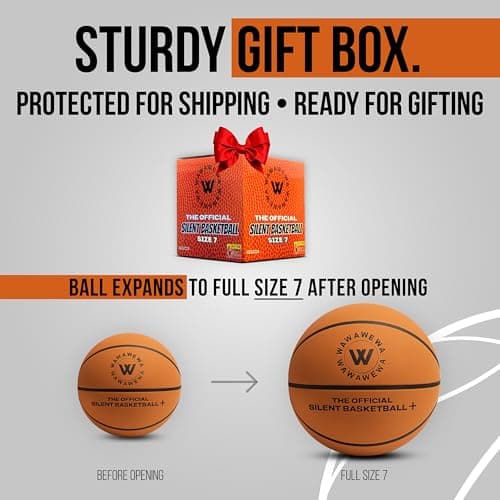 WAWAWEWA The Official Silent Basketball Size 7 (29.5") - Grooved Airless Indoor Basketball for Quiet Dribbling and Indoor Training - Real Feel PU Foam Ball - Thumbnail 2