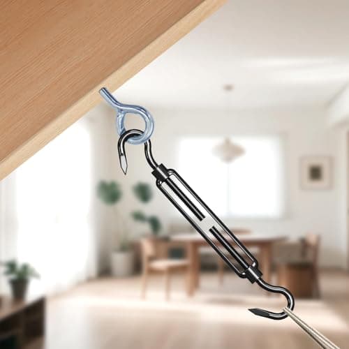 PROWIN 4PCS M6 Premium Stainless Steel Hook & Hook Turnbuckle, Black Turnbuckle for Wire Rope Tension, Shade Sail Hardware, Sun Shade Tent Installation - Thumbnail 5