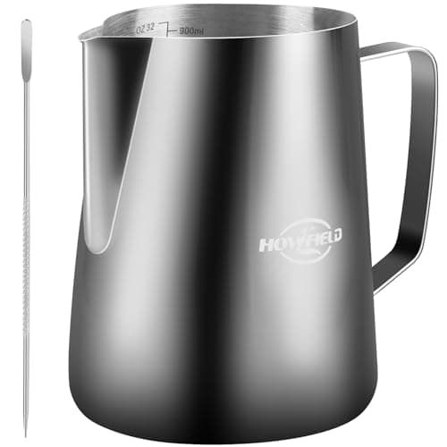 Milk Frothing Pitcher 32 Oz, Milk Frother Cup 304 Stainless Steel Steaming Jug with Clear Scale and Latte Art Pen, Barista Tools for Espresso, Cappuccino, Coffee Machine Accessories (900ml) - Image 1