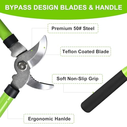 2Pcs High Carbon Steel Bypass Hand Loppers & SK5 Pruning Shears Set - Thumbnail 3