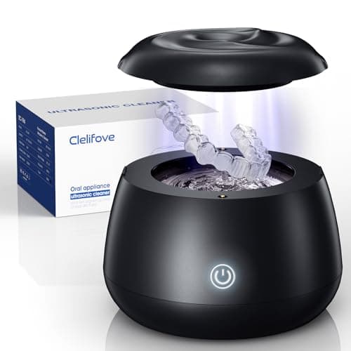 Ultrasonic Retainer Cleaner Machine 48kHz Denture and Aligner Cleaning Pod for Mouth Guards Night Guards Dental Trays Braces Toothbrushes Jewelry with 200ML Capacity (Black) - Image 1