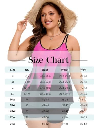 Arolina Women's Tankini Swimsuits Two Piece High Rise Bathing Suit Flowy Pool Rose Red Patterns Swimsuit 22W - Thumbnail 5