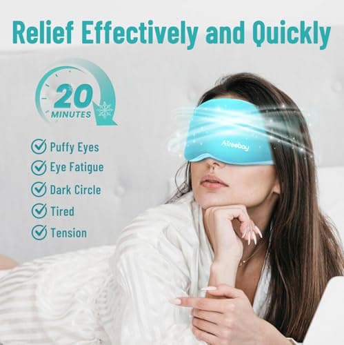 ATreebay 3D Gel Cooling Eye Mask, Weighted Eye mask for Sleeping, 3D Contoured Cup No Pressure Night Blindfold Sleep Mask, Ice Cold Pack Eyes Cold Compress for Puffy Eyes, Dark Circle, Light Blue - Thumbnail 2