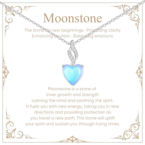 925 Sterling Silver Moonstone Necklace New Beginnings, Senior Gifts for Girls 2026, Moonstone Jewelry June Birthstone Necklace for Women, Inspirational Graduation Gifts for Best Friend Sister Daughter Birthday Gifts Ideas