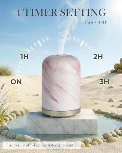 Onaboviva Essential Oil Diffuser - 2.4MHz Ultrasonic Ceramic Diffuser for Home, 120ml, Pulse&Continuous Mist, Bright/Dim/Breathing Lighting, Waterless Auto-Off, Aromatherapy Diffuser with USB Cable - Thumbnail 2