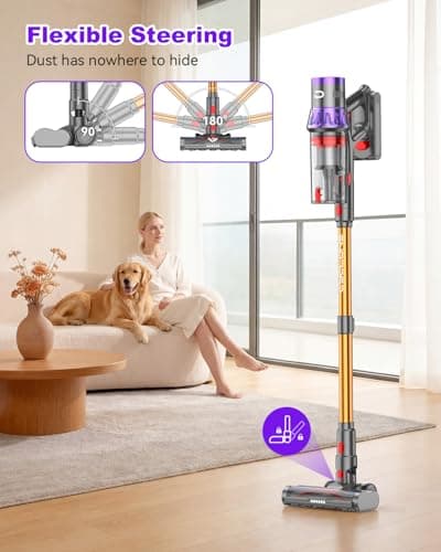 Dsoope YU7 Max Cordless Vacuum Cleaner 600W 75Min 55kPa Powerful Suction Stick Vacuum, Anti-Tangle, Touch Screen, Self-Standing Lightweight Wireless Vac for Home Pet Hair Carpet Hard Floors - Thumbnail 6