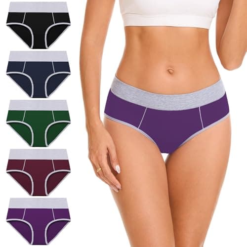 CleainKorte Womens Underwear Cotton Mid Rise Hipster Panties - Soft Stretch Breathable Briefs for Ladies 5 Pack XXL