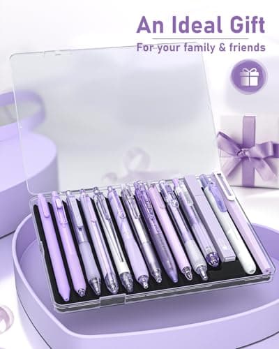 Four Candies Writing Ink Pens with Black & Purple Ink and 2Pack Highlighter Retractable 0.5mm Smooth Fine Point Pens Purple Pens for School Office Girly Stationery Aesthetic Desk Accessories Set of 14 - Thumbnail 6
