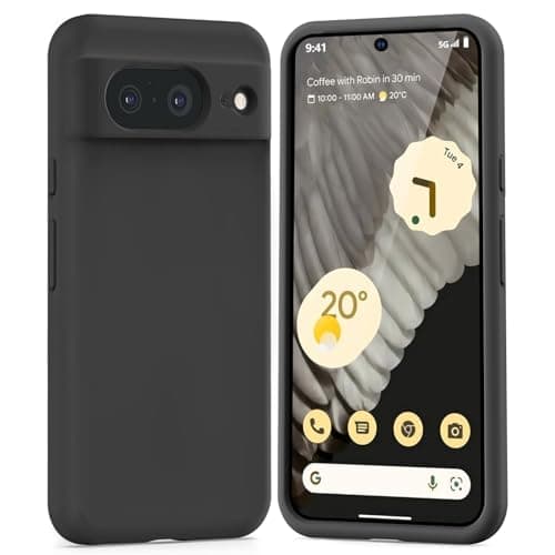 TISOOG Compatible with Google Pixel 8 Case, [Upgrade Defender Liquid Silicone] [Soft Microfiber Lining],Shockproof Slim Thin Protective Phone Case for Google Pixel 8 6.2 inch-Black - Image 1