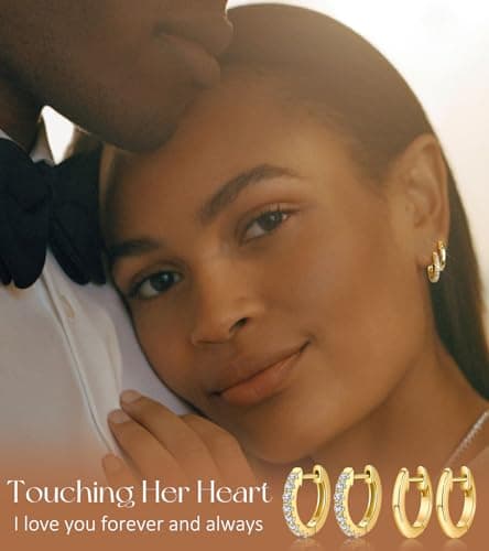 adoyi Gold Hoop Earrings Set for Women Gifts 14K Gold Plated Jewelry Sets Twisted Huggie Hoop Earrings Lightweight Valentine Anniversary Birthday Friendship Gift for Women - Thumbnail 4