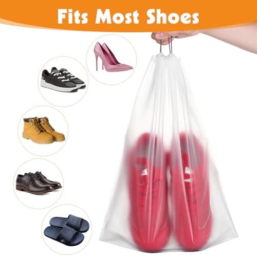 50 Pack Shoe Bags for Travel, 15.7" x 11.8" Large Clear Travel Shoe Bag Vacation Essentials Cruise Essentials Portable Drawstring Packing for Men & Women - Thumbnail 4