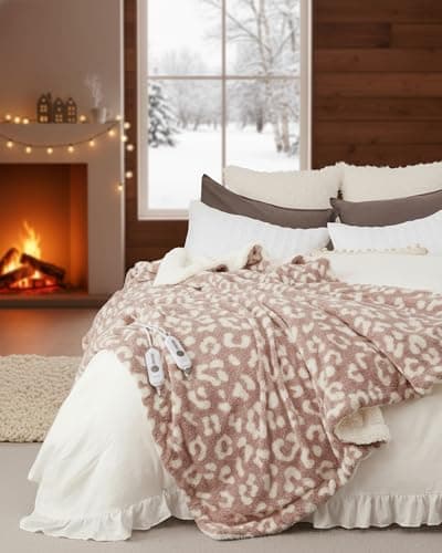 GarveeHome Electric Blanket King, Heated Blanket Dual Control Soft Double Sherpa Cozy with 4 Heating Levels & 10H Auto Off, Over-Heat Protection, Machine Washable, ETL Certification, Pink 90"x100" - Image 1