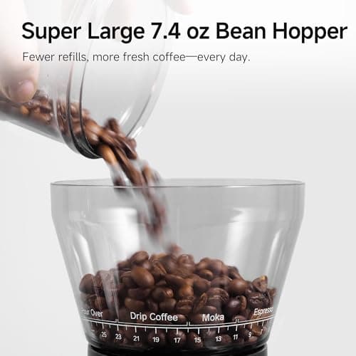 HIBREW G3 Coffee Grinder Electric, 40mm Conical Burr with 31 Adjustable Settings, Anti-Static & Double-Layer Air Blower, Fits 51/54/58mm Portafilters, Barista-Grade for Espresso/Pour Over/Drip Coffee - Thumbnail 4