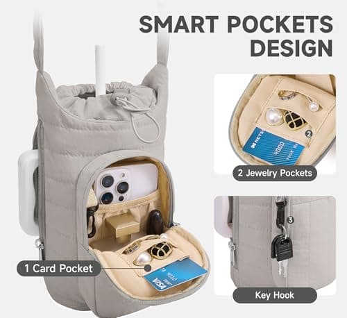 WOOMADA Water Bottle Holder Bag with Strap, 40/32 oz Crossbody Bag Gym Accessories, Sling Purses for Women(Grey) - Thumbnail 4