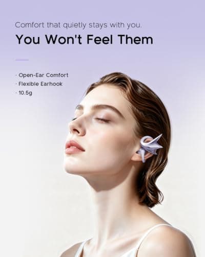 REAL YOUNG H700 Open-Ear Earbuds for Women, Elegant Dragon Wing Jewelry Design, Lightweight Wireless Headphones with Comfortable Earhook, Stylish for Daily Wear, Deep Bass Sound, Ideal Gift for Her - Thumbnail 4