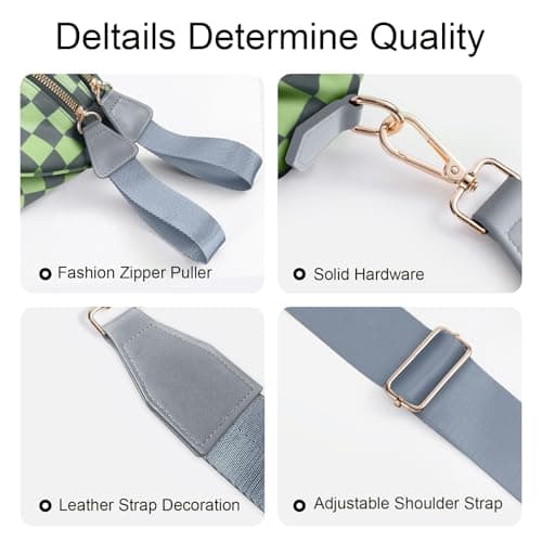 Bum Bags for Women Checkered Crossbody Bag Large Nylon Belt Purse Fanny Packs, Bonus with a Extra Strap - Thumbnail 5