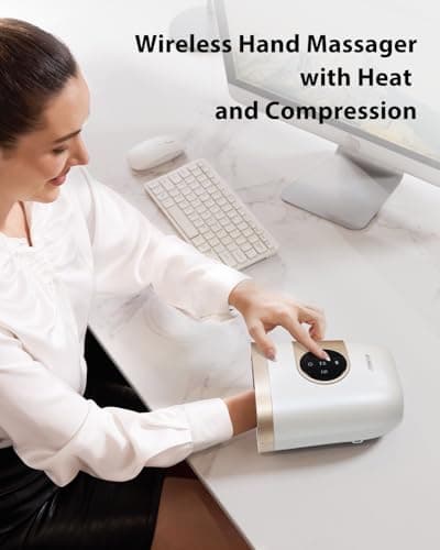 CINCOM Upgraded Hand Massager with Heat & Compression – Cordless & Rechargeable Hand Therapy Equipment for Arthritis and Carpal Tunnel Relief from Wrist to Fingers, Gift for Mother's Day (Pearl White) - Thumbnail 5