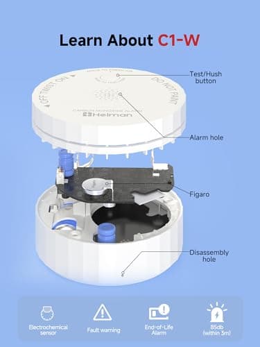 HEIMAN Smart Carbon Monoxide Detector, Wi-Fi Nano CO Alarm, ETL Listed Real-Time Push Notifications Battery Powered, Test-Reset Button, 2034 Standards, 10-Year Figaro Sensor, Portable for Trave - Thumbnail 6