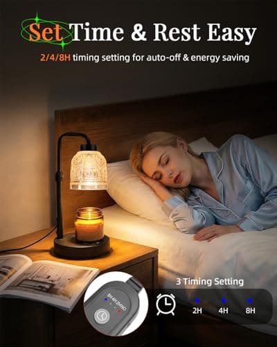AIFEI Candle Warmer Lamp with Timer, Dimmable Adjustable Height Candle Lamp, Birthday Gifts for Women Mom Sister Friends, Candle Warmer Gifts New Home Decor, Candle Lamp Warmer with 2 Bulbs - Black - Thumbnail 3