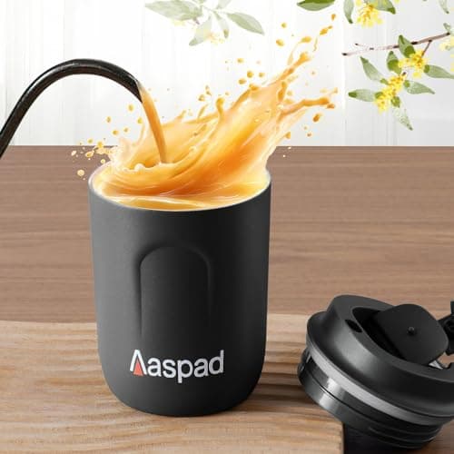 Aaspad Coffee Tumbler 8 Oz-12 Oz Standard Medium Espresso travel mug Stainless Steel Double Wall Vacuum Insulated metal cups with Leak proof lid Thermal or iced Cappuccino Latte Americano Office gift - Thumbnail 3