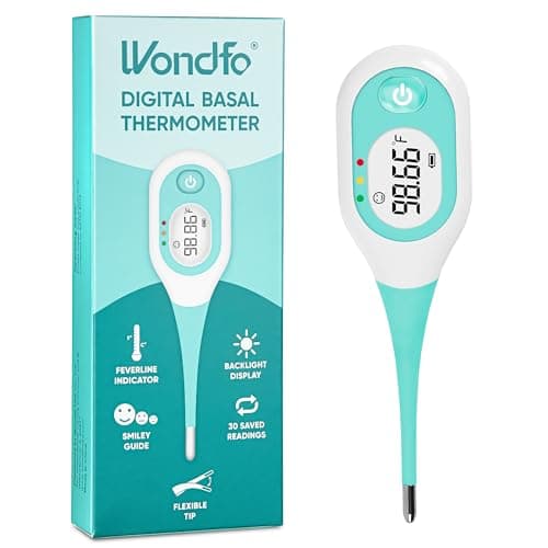 Wondfo Basal Body Thermometer for Ovulation – BBT Thermometer with Face Indicator, 60s Fast Reading, 30 Memory Recall, High Precision Fertility Thermometer, Waterproof - Image 1