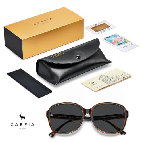 CARFIA Retro Large Acetate Polarized Sunglasses for Women UV Protection - Thumbnail 6