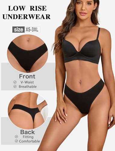 Sth Big Cotton Underwear for Women Breathable Sexy V-waisted Thongs Soft Stretchy Ladies Panties 9 Pack - Thumbnail 5