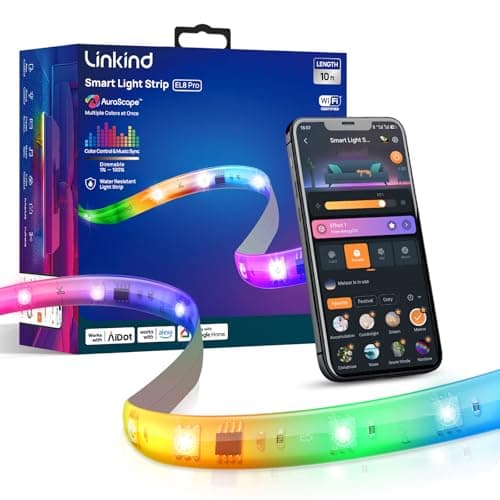 Linkind 10ft Smart LED Strip Lights - AuraScape Segmented Color Changing WiFi Light Strip - Compatible with Alexa & Google Home - DIY Dynamic Lighting for Bedroom, Living Room, Gaming Setup & Kitchen - Image 1
