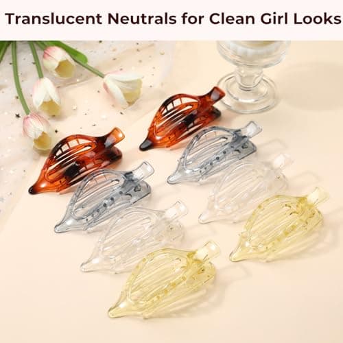 8 Pack Clear Flat Hair Clips – Matte Claw Clips for Women & Girls, Fresh Aesthetic Hair Accessories, Strong Hold No-Slip Barrettes for Summer & Everyday Styling - Thumbnail 5