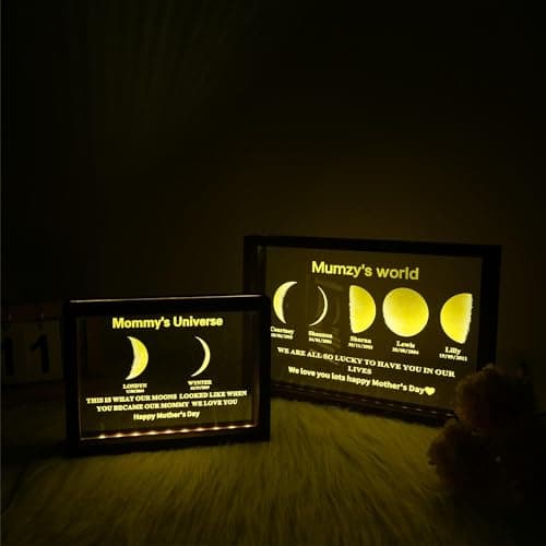 CraffBase Mommy's Universe Light Frame Custom Moms Sky Led Light Box LED Picture Frame Mothers Day Moon Phase Gifts for Mom Grandma Christmas - Thumbnail 6