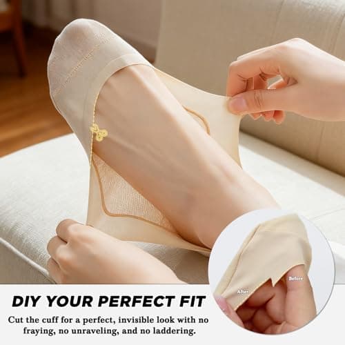 FooGuila No Show Socks Womens For Flats, Seamless Footies No See Invisible Low Cut Liner Socks, Non Slip Thin Ultra Hidden Boat For Loafers Sneakers Heels,Size 8-12 - Thumbnail 6