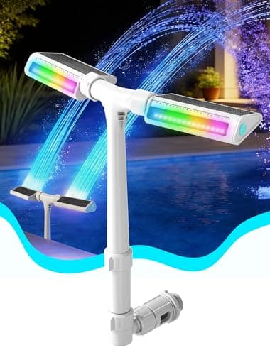 2026 Upgrade Height Solar Pool Fountain with 10-Color 4-Modes LED Lights, Auto Light-Sensing Sprinkler Waterfall for Above & Inground Pools with Remote, 360° Adjustable Dual Spray for Cooling (White) - Image 1