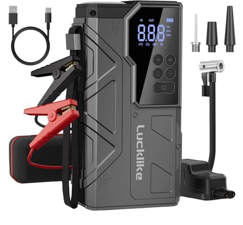 Lucklike W210 Jump Starter with Air Compressor 150 PSI, 12V 6000A Peak Lithium Car Battery Jump Starter for All Gas and 10.0L Diesel, 80.66Wh Booster Jump Box Pack with LED Light, Jumper Cables - Image 1