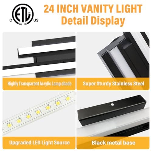 NOVELUX Bathroom Vanity Light 18 inch-Bathroom Light Fixtures,2700K/3000K/3500K/4000K/5000K/5cct Optional Vanity Lights for Bathroom,18W/ETL Certificated/2 Pack - Thumbnail 6