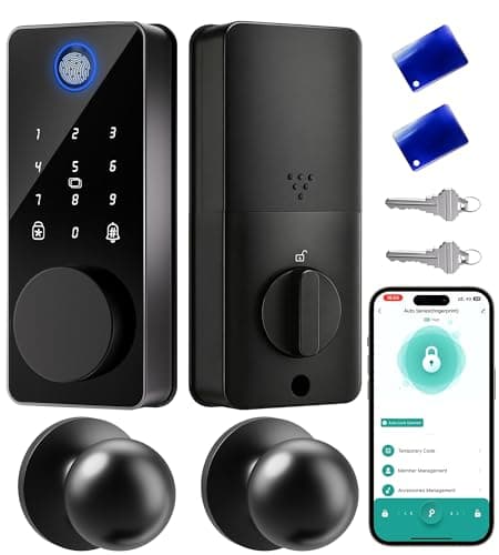 IBLOG Smart Deadbolt Lock with 2 Knobs, 5-in-1 Keyless Entry Door Lock with Fingerprint, APP Control, Auto Lock, IP54 Waterproof, Temporary Passcode for Front Door - Image 1